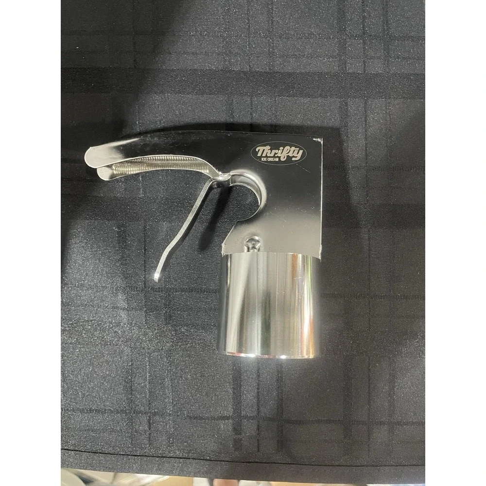 Vintage Thrifty Cylindrical Ice Cream Scoop Stainless Steel Spring Trigger Style